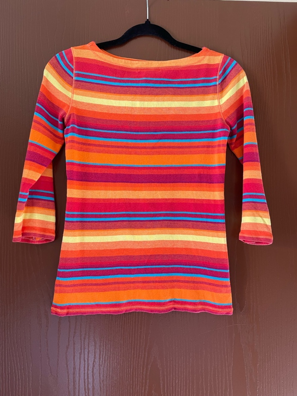 Lauren Ralph Lauren Striped Long Sleeve Tee - Orange Multi with butterfly sleeve
